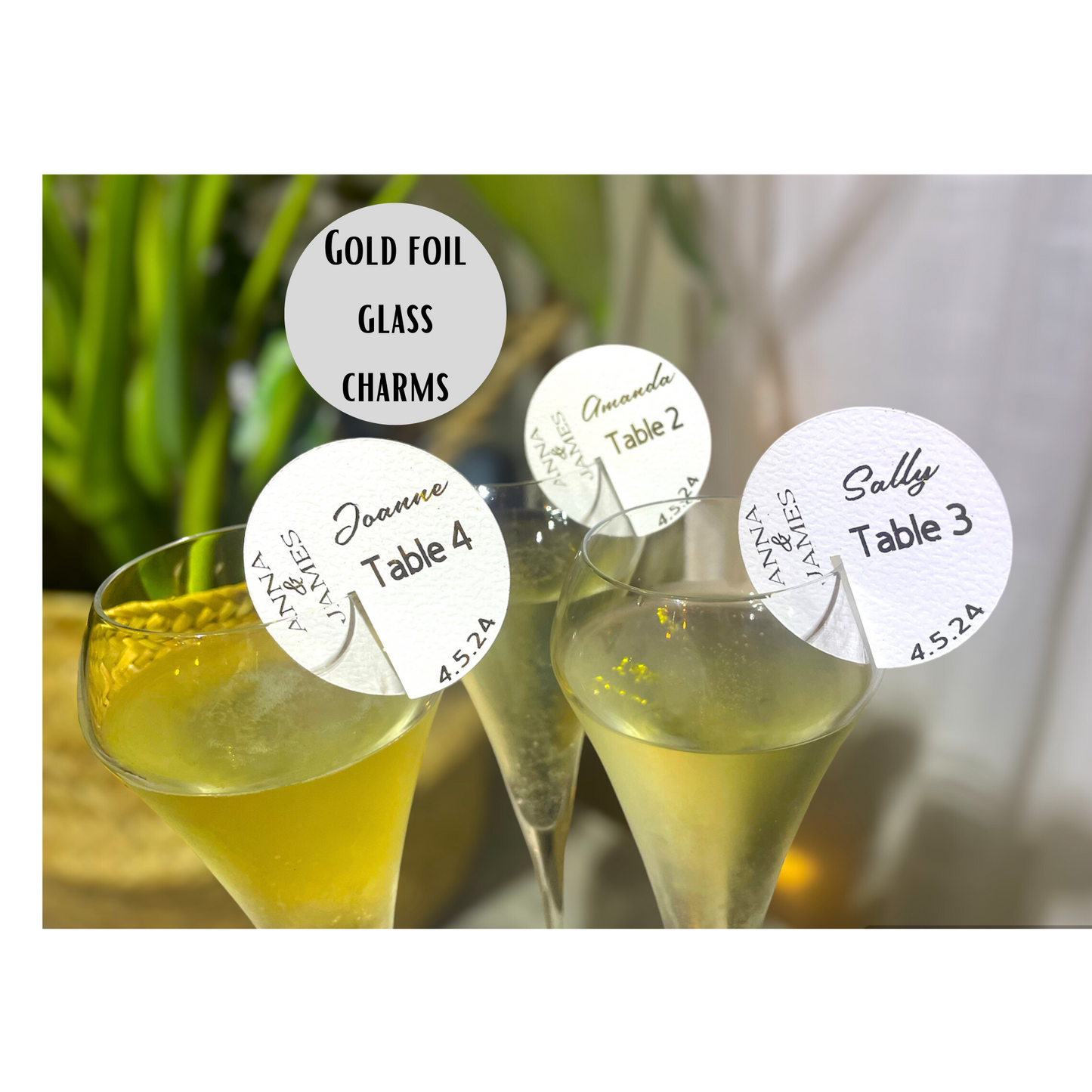 Wedding Breakfast Toast Drink Topper Tags