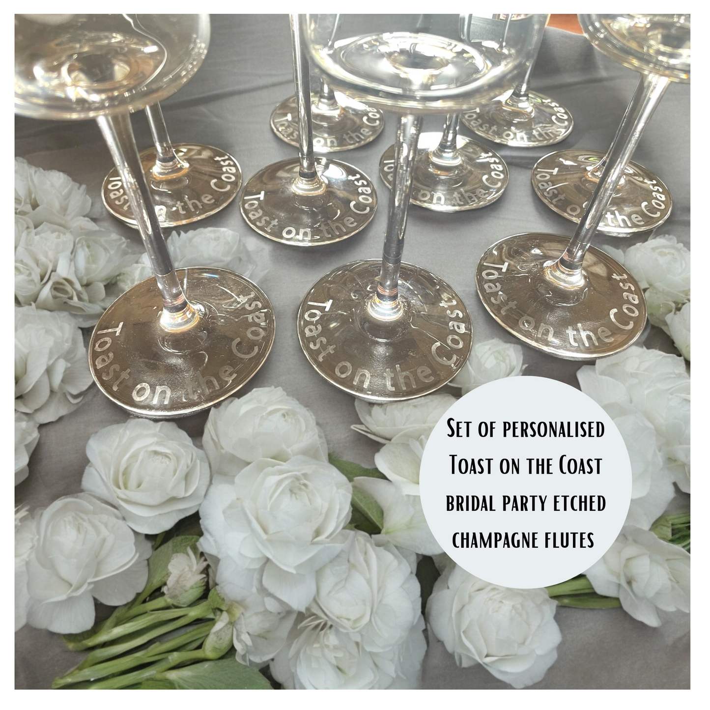 Toast on the Coast Hen Party Engraved Prosecco Glasses