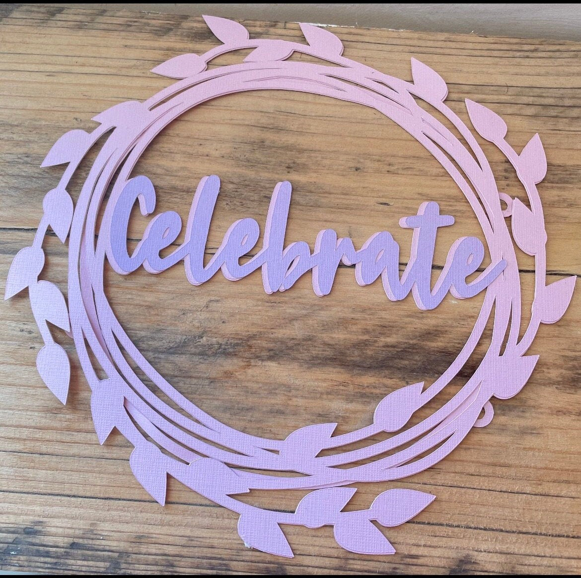 Large Celebrate Wreath Style Birthday Cake Topper, Children’s Party Celebration Topper, Baby Girl Gender Reveal Cake Topper