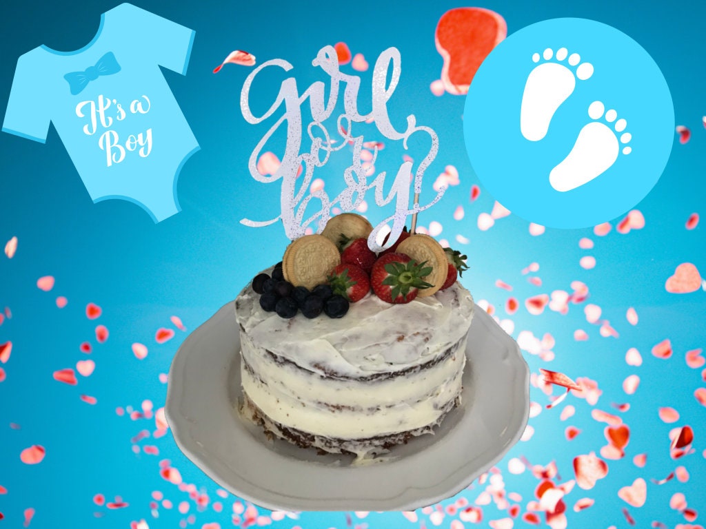 Large Custom Girl or Boy Cake Topper for Gender Reveal or Baby Shower Party, Can’t Wait to Meet You Little One
