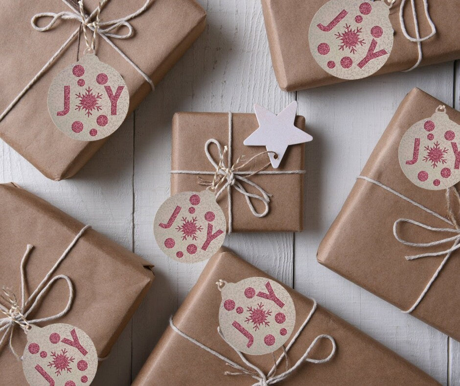 Christmas Joy Glitter Gift Tags Set of 6, 12, 18 or 24