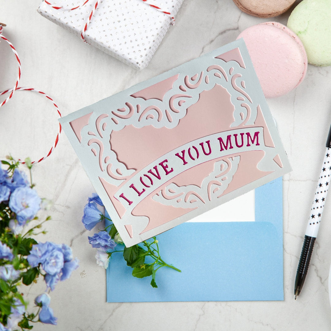Mother’s Day Heart Card, Greetings Card with Lace Heart Detail, Special Day Card for Mum in Law, Handmade Card for Mom + Handmade Envelope