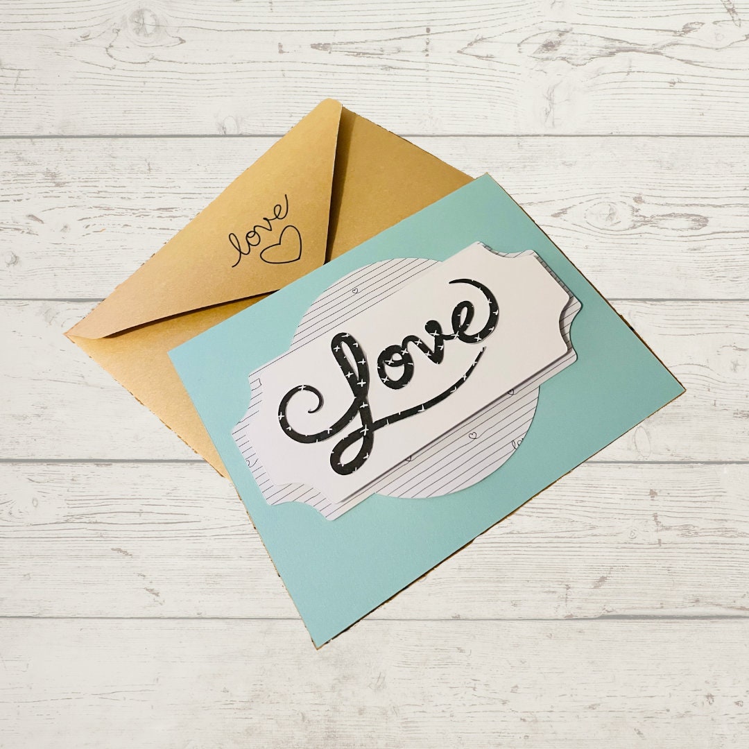 Minimalist Paper Anniversary Love Card from Girlfriend Romantic Love Card for Husband with 3D Plaque and Handmade Envelope