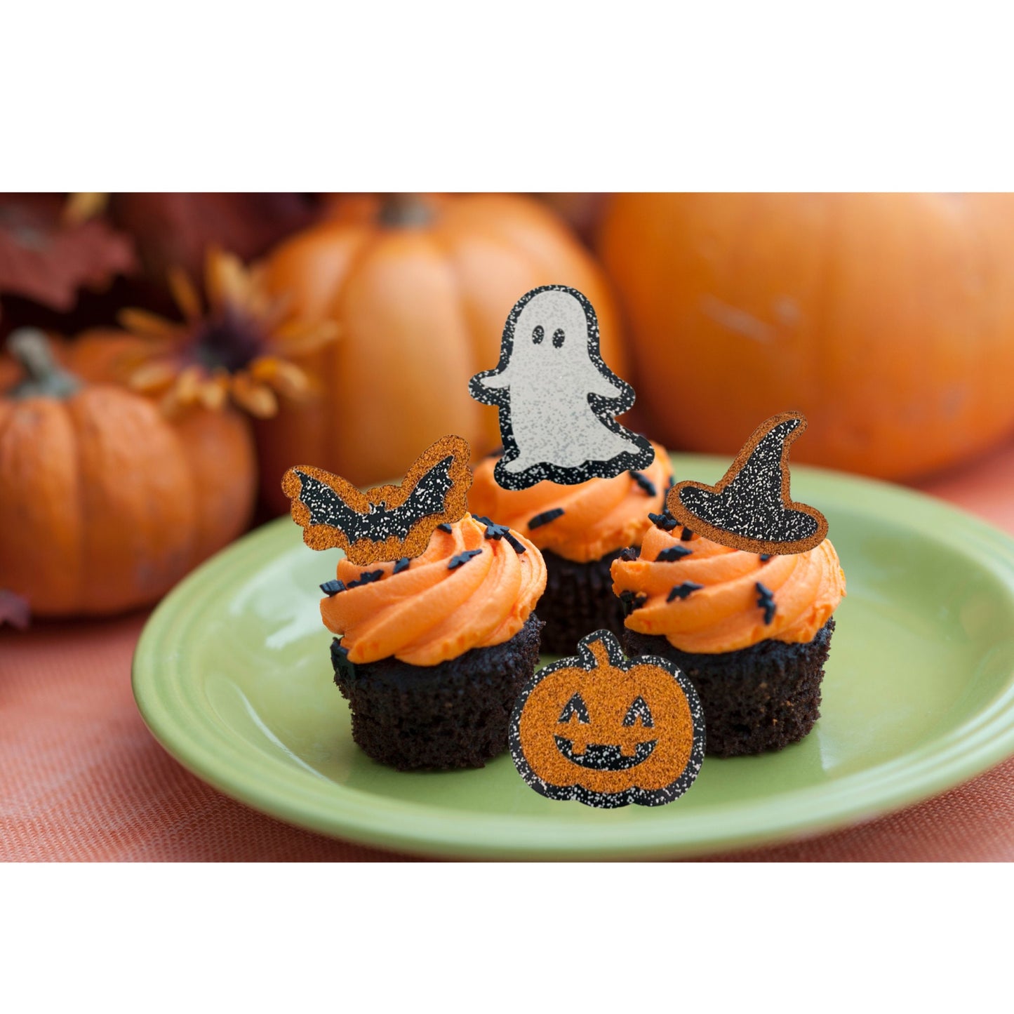 Set of 4 or 8 Halloween Cupcake Toppers, Spooky Party Fairy Cake Picks, Trick or Treat Kids Party Cake Decorations, Witch's Hat Cake Toppers