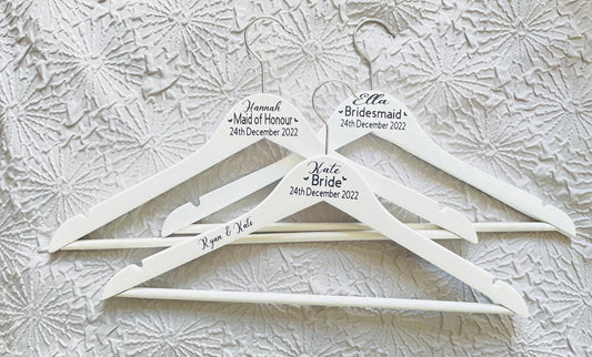 Personalised Wedding Dress Hangers for Bride, Maid of Honour and Bridesmaids