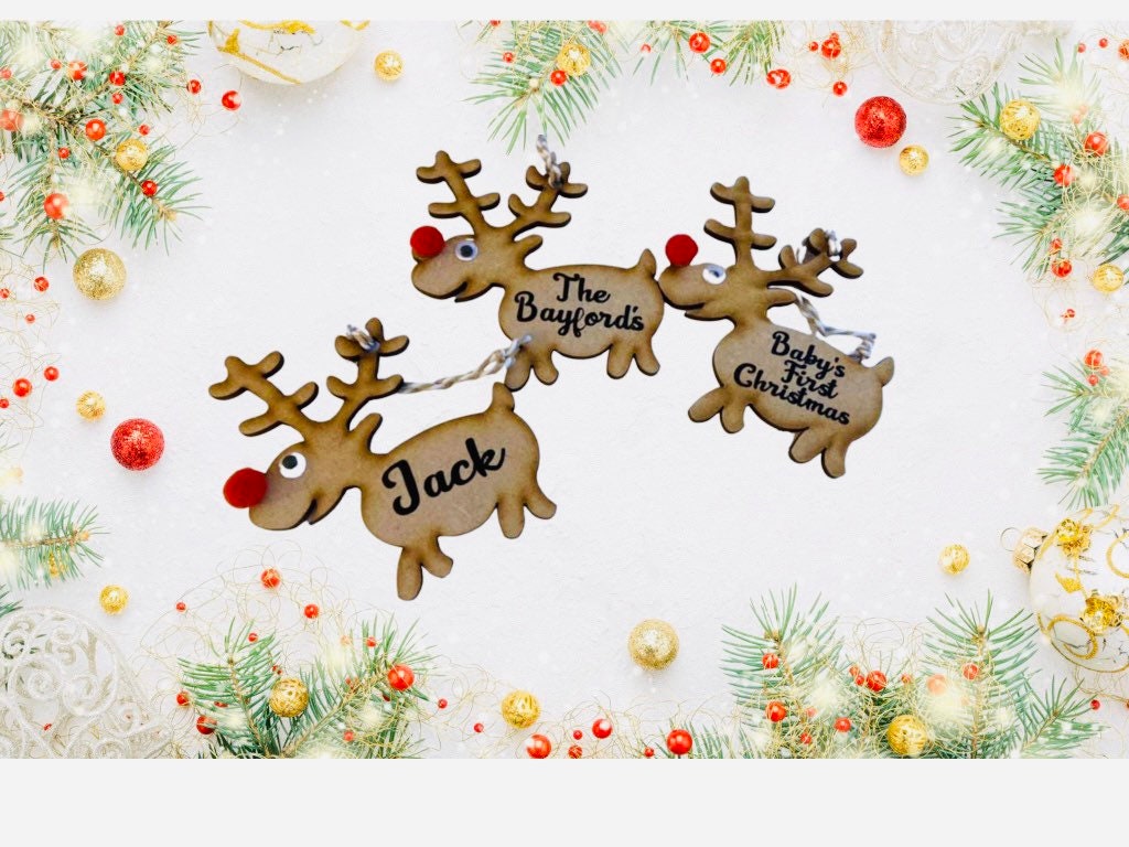 Personalised Christmas Tree Reindeer Decoration