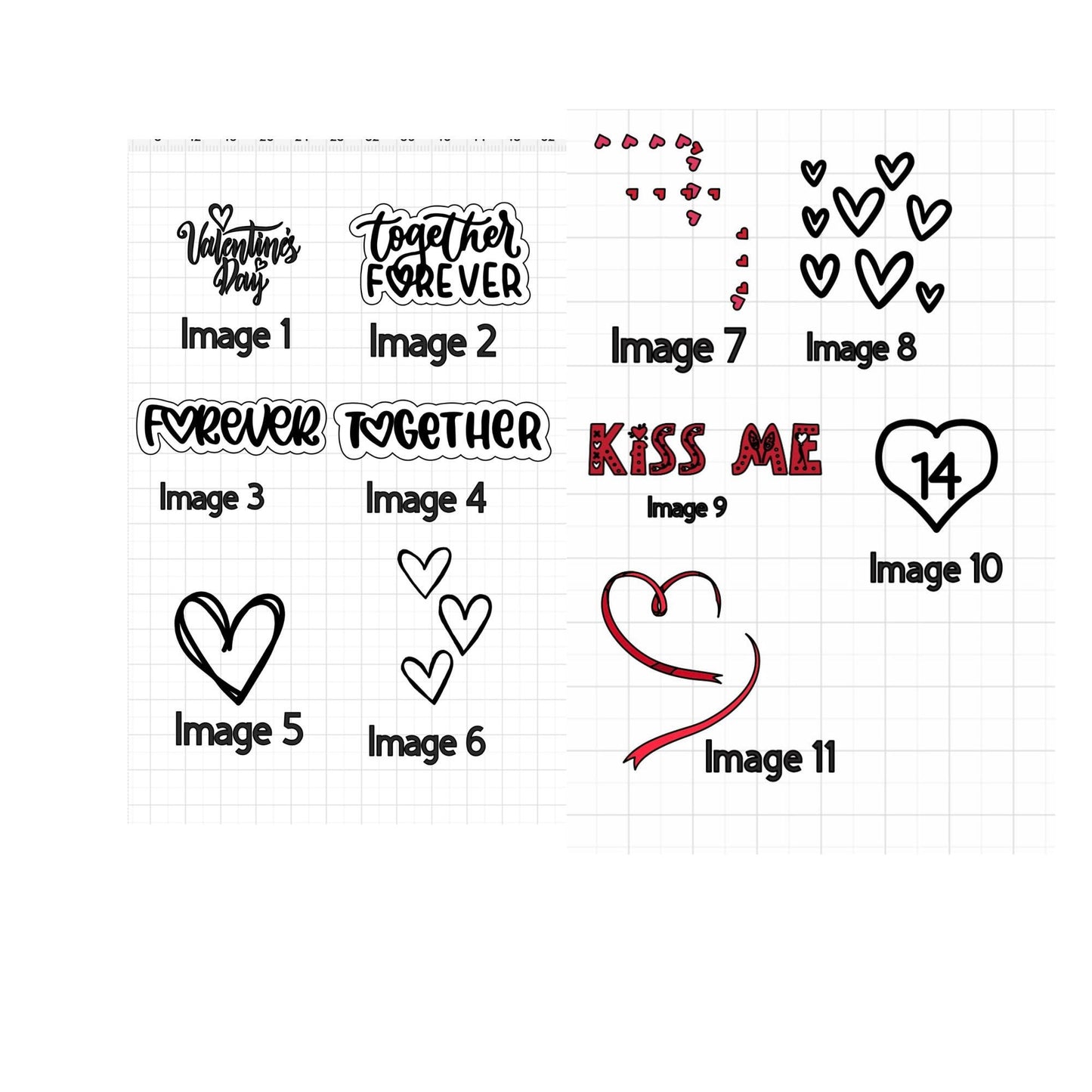 Valentines Day SVG Bundle Together Forever Cricut Cut Files Kiss Me Instant Valentine Digital Downloads Anniversary Card Print and Cut Files