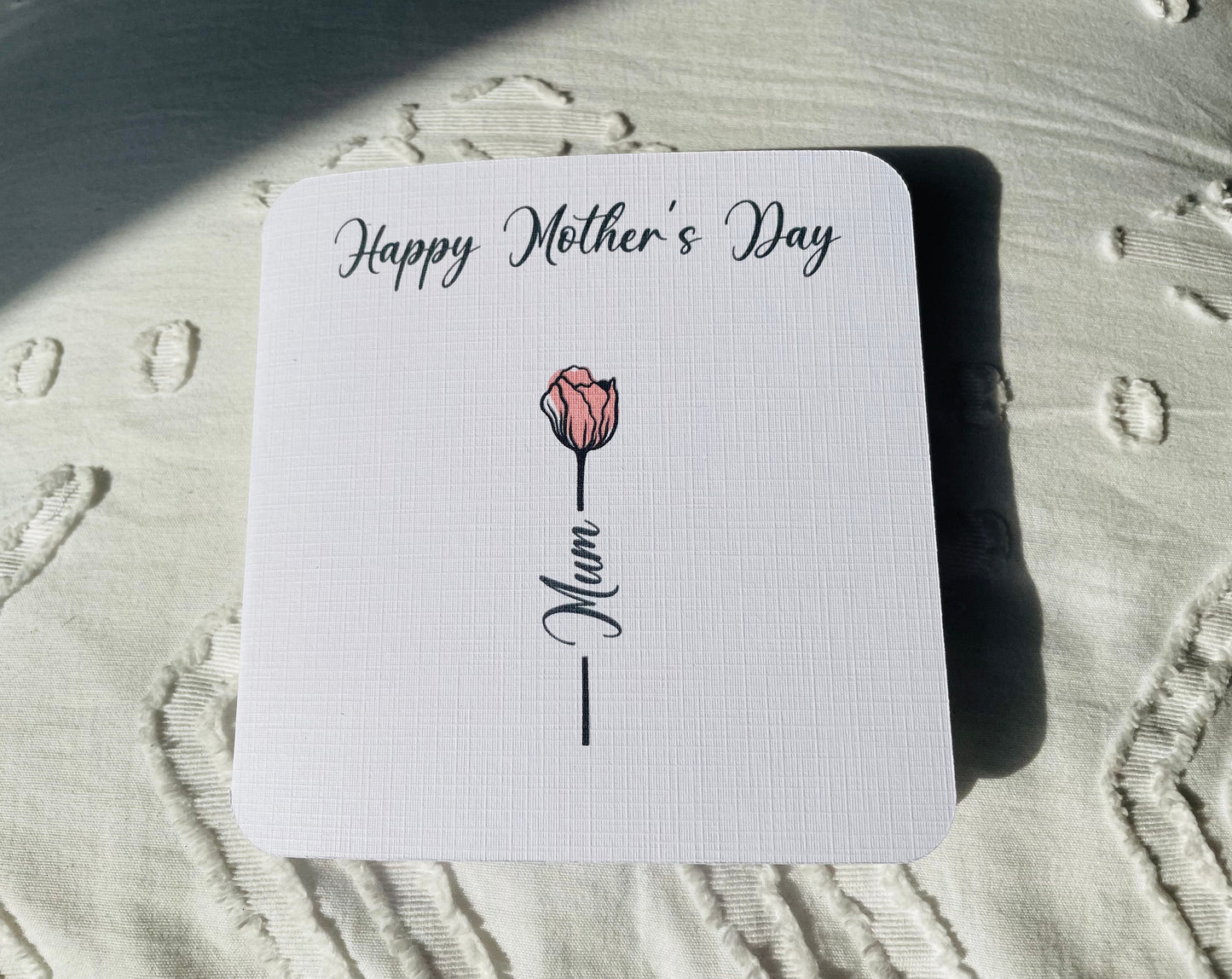 Handmade Happy Mother's Day Card with Pink Rose Mother Daughter Card Mothers Day Flowers Greetings Card First Mothers Day Card for Wife