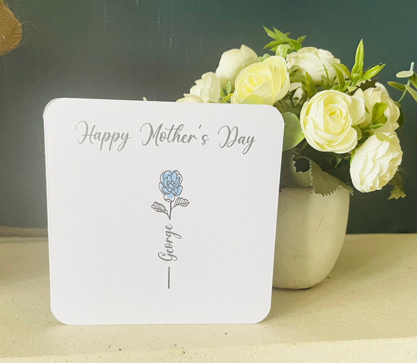 Personalised Children's Names Mother's Day Card Pink or Blue Roses Family Names Greetings Card First Time Mum Flowers Mothering Sunday Card
