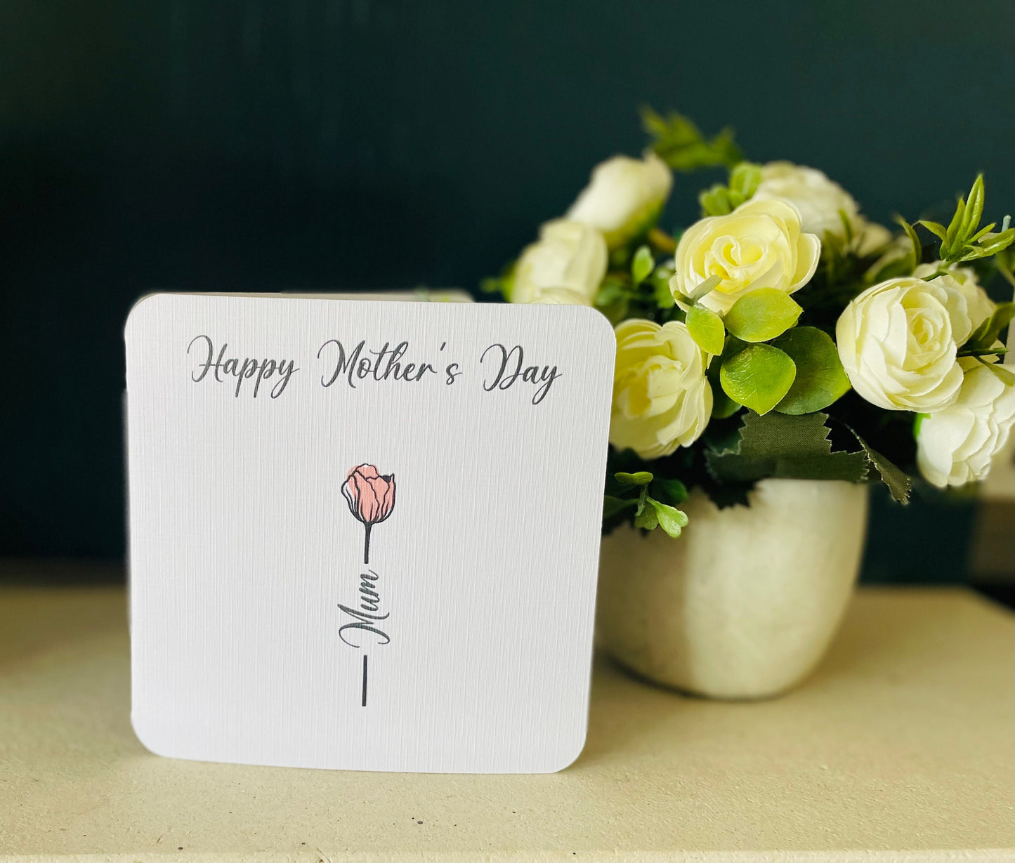 Handmade Happy Mother's Day Card with Pink Rose Mother Daughter Card Mothers Day Flowers Greetings Card First Mothers Day Card for Wife