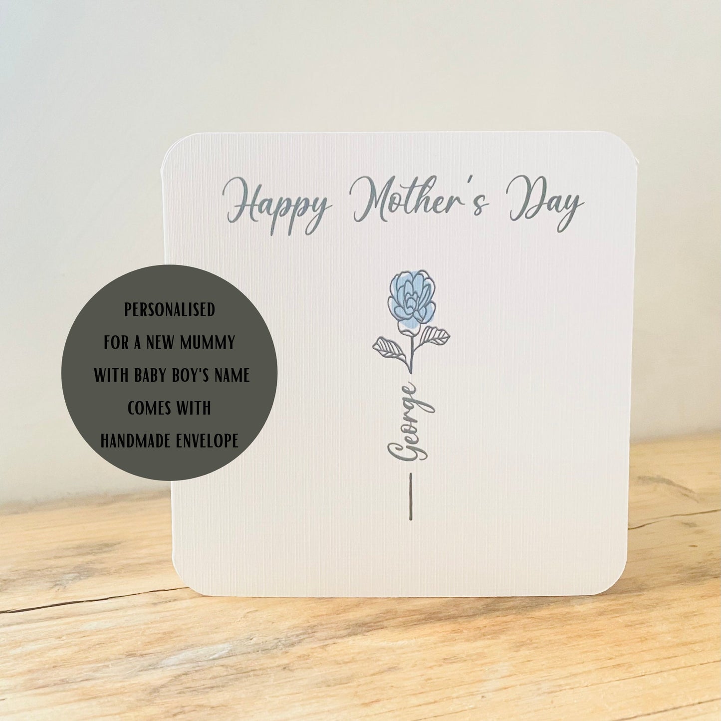 Personalised Children's Names Mother's Day Card Pink or Blue Roses Family Names Greetings Card First Time Mum Flowers Mothering Sunday Card