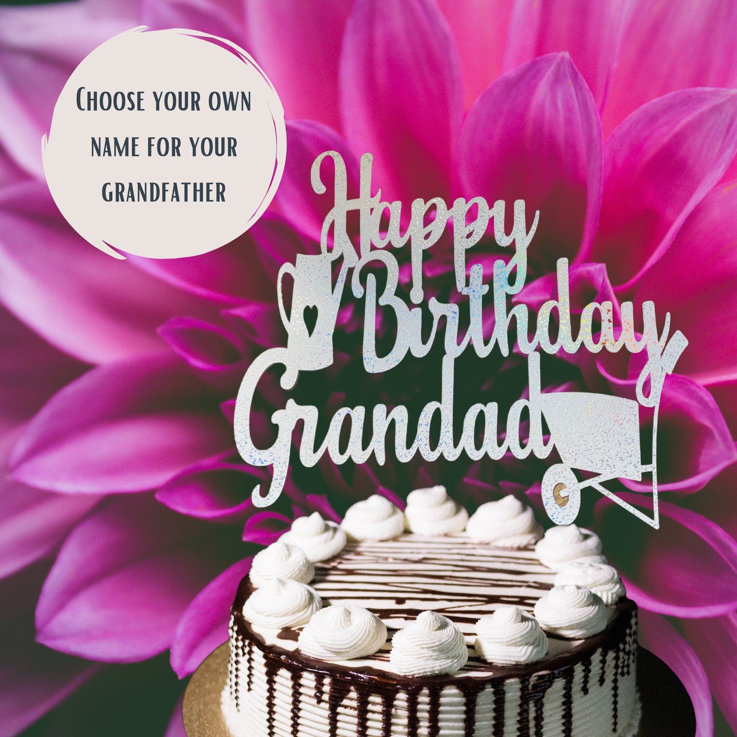 Happy Birthday Grandad Cake Topper Gardening Gift Celebration Party Cake Topper Party Gift for Garden Lovers Grandaddy Birthday Cake Topper