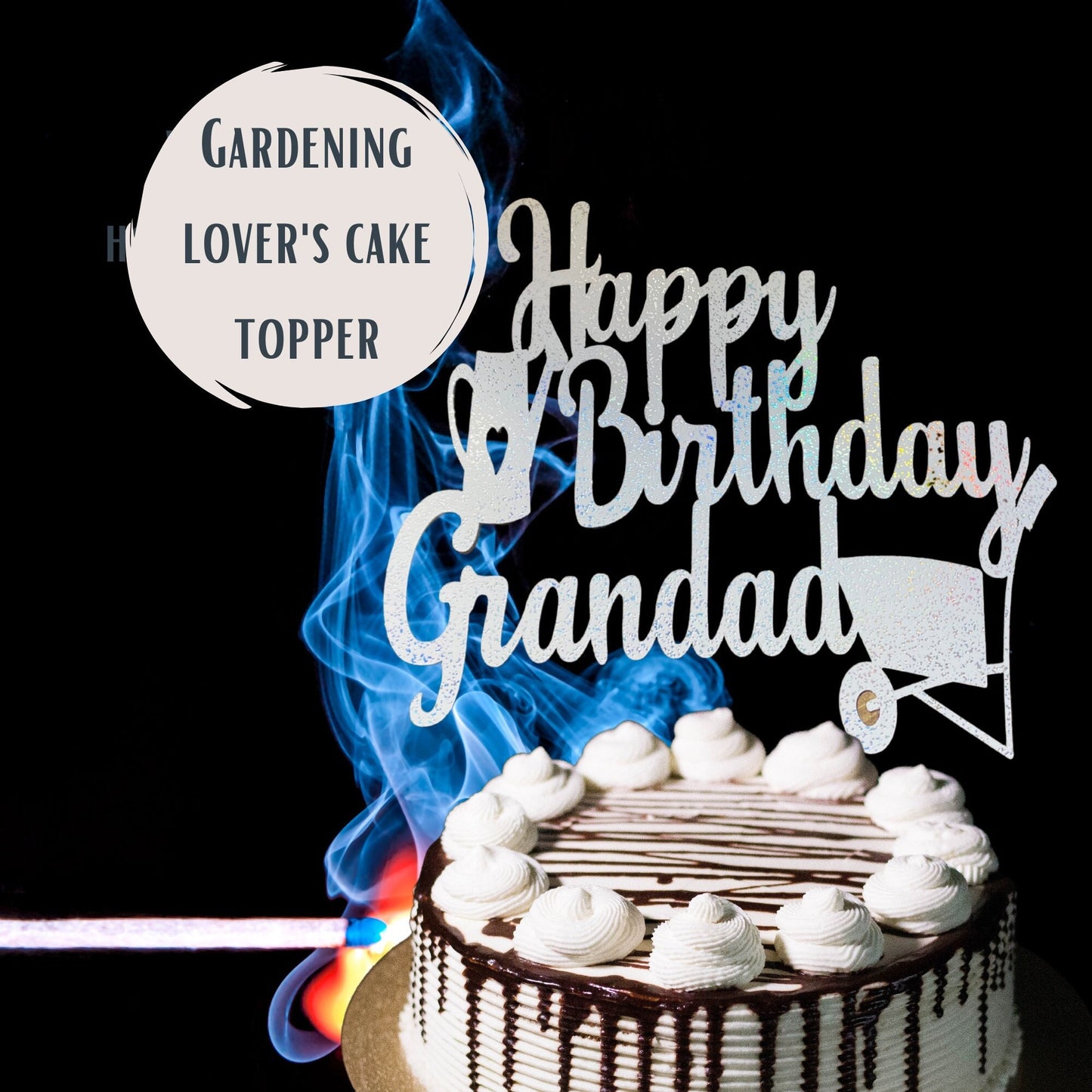 Happy Birthday Grandad Cake Topper Gardening Gift Celebration Party Cake Topper Party Gift for Garden Lovers Grandaddy Birthday Cake Topper