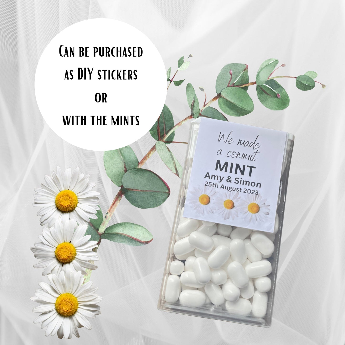 Personalised DIY "We Made a Commit-Mint" Tic Tacs Wedding Favour Stickers