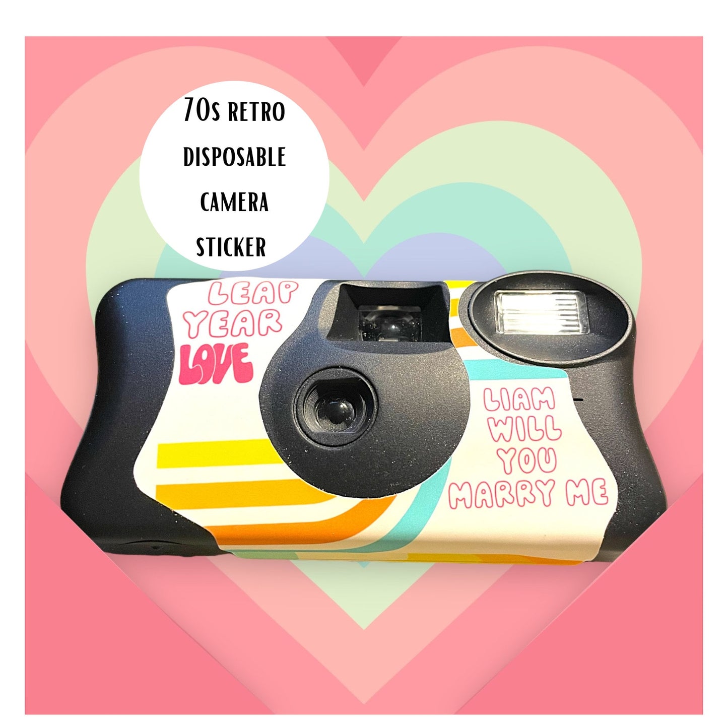 70s Groovy Leap Year Proposal Disposable Camera Stickers