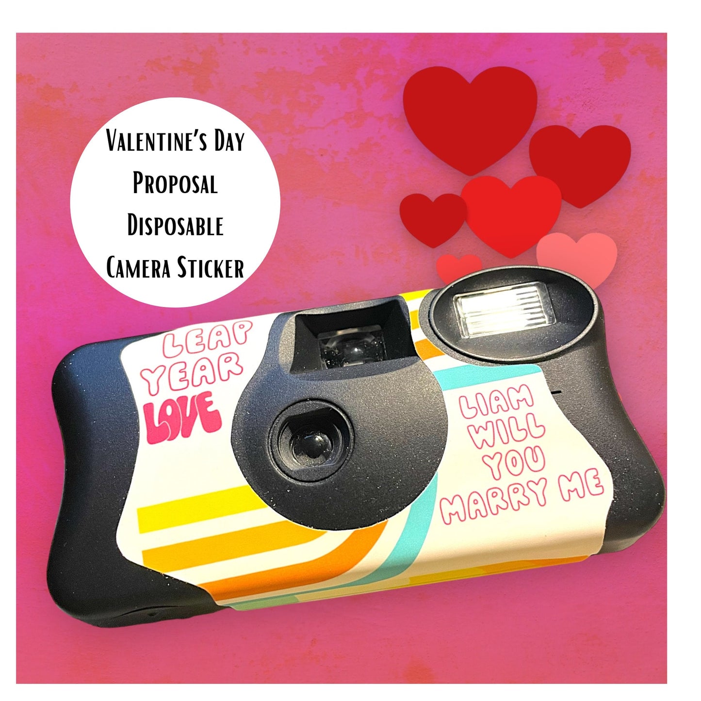 70s Groovy Leap Year Proposal Disposable Camera Stickers